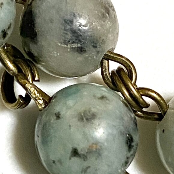 Natural Light Teal Kiwi Jasper Necklace, Bronze Round Mushroom+ Genuine Gemstone - Picture 9 of 13